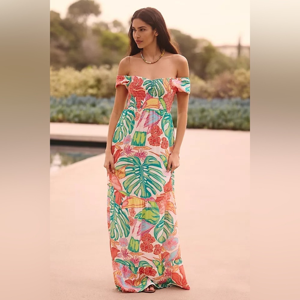 Maaji Colorful Tropical Floral Maxi Dress Beach Resort Vacation Small NWT $147